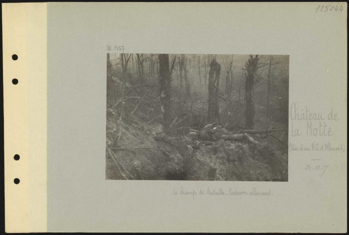 Château de La Motte (près et au nord-ouest d'Allemant). Le champ de bataille. Cadavre allemand