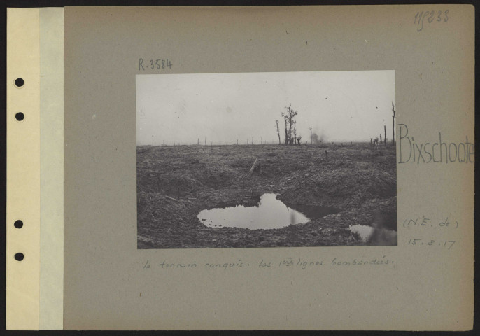 Bixschoote (nord-est de). Le terrain conquis. Les premières lignes bombardées