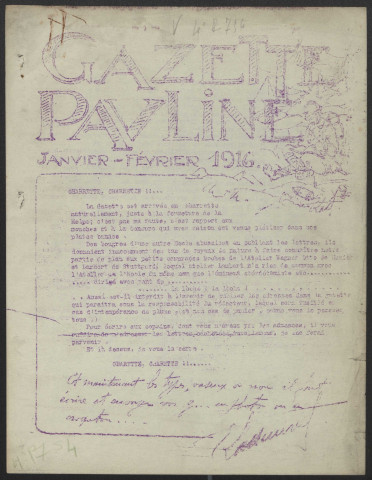 Gazette Pauline - Année 1916 fascicule 1, 4,8, 9, 11, 12