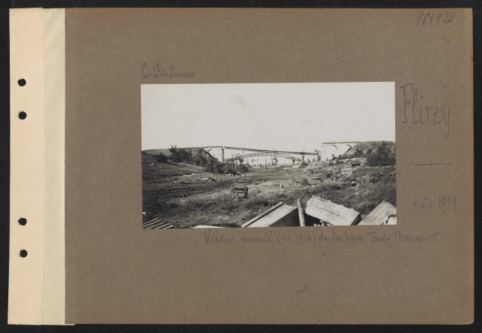 Flirey. Le viaduc écroulé (en 1914) de la ligne Toul - Thiaucourt