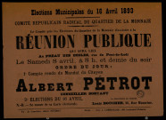 Élections municipales Quartier de la Monnaie : Réunion publique Albert Pétrot