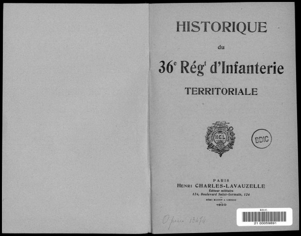 Historique du 36ème régiment territorial d'infanterie