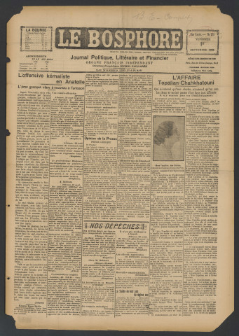 Septembre 1922 - Le Bosphore