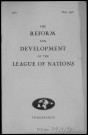 The reform and development of the League of Nations