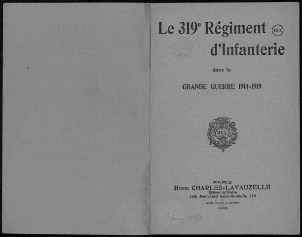 Historique du 319ème régiment d'infanterie