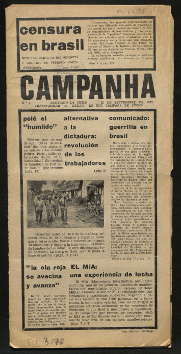 Une du journal Campanha du 28 septembre 1972