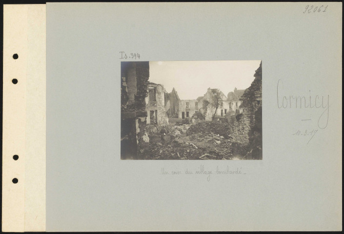 Cormicy. Un coin du village bombardé