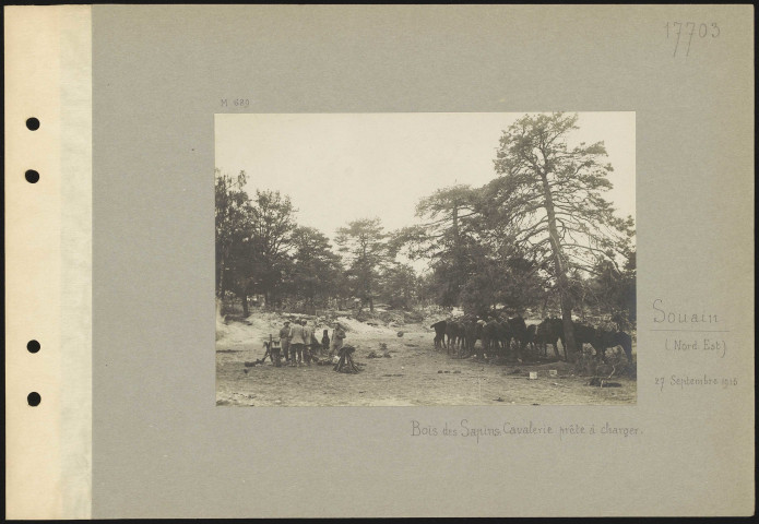 Souain (nord-est). Bois des Sapins. Cavalerie prête à charger