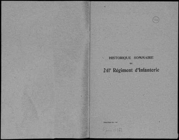 Historique du 241ème régiment d'infanterie