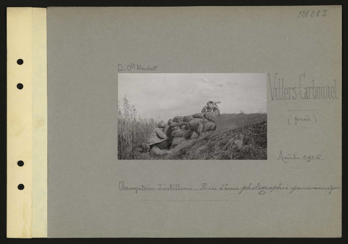 Villers-Carbonnel (près). Observatoire d'artillerie. Prise d'une photographie panoramique