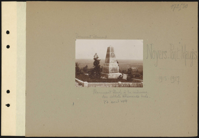 Noyers-Pont-Maugis. Monument élevé à la mémoire des soldats allemands tués [27 août 1914]