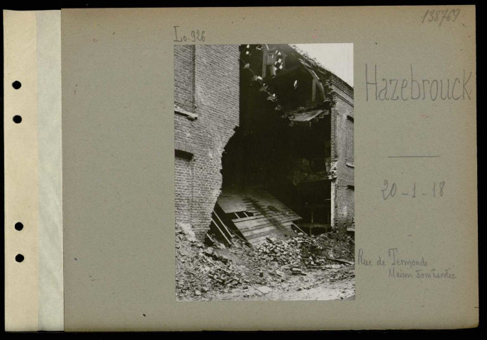 Hazebrouck. Rue de Termonde. Maison bombardée