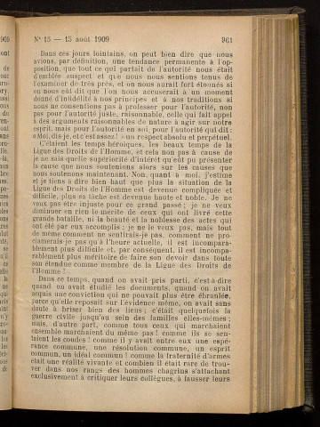 Août 1909 - Bulletin officiel de la Ligue des Droits de l'Homme