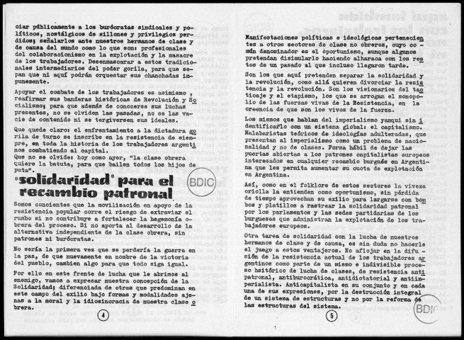 Estrella federal - FR17 et autres publications. Sous-Titre : Fonds COBA - Documents des organisations argentines en exil