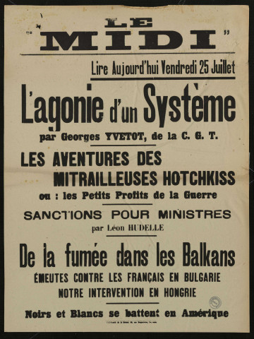 Le Midi. Lire aujourd'hui vendredi 25 juillet