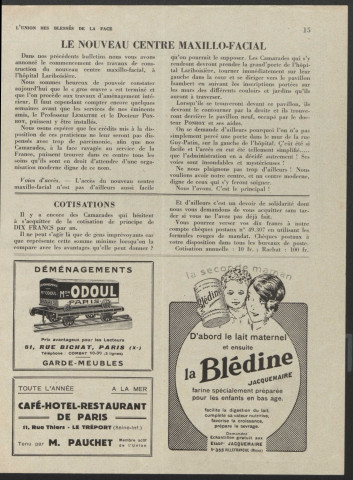 Année 1934. Bulletin de l'Union des blessés de la face "Les Gueules cassées"