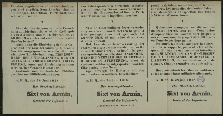 Beschlagnahme und Verwertung der Tabakernte = Beslagnemen en gebruiken des tabakoogst = La saisie et l'emploi de la récolte de tabac de 1918