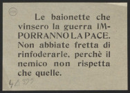 Guerre mondiale 1914-1918. Italie.Tracts de propagande patriotique. Paix