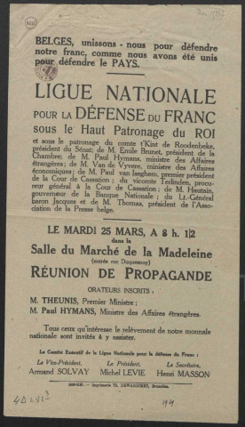 Guerre mondiale 1914-1918. Belgique. Finances