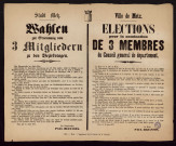 Wahlen zur Ernennung von 3 Mitgliedern zu den Bezirfstagen = Elections pour la nomination de 3 membres du Conseil général de département