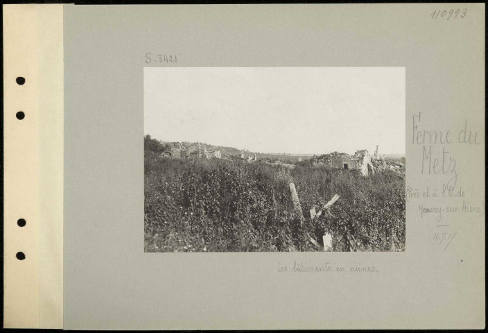 Ferme du Metz (près et à l'ouest de Moussy-sur-Aisne). Les bâtiments en ruines