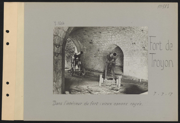 Fort de Troyon. Dans l'intérieur du fort ; vieux canons rayés