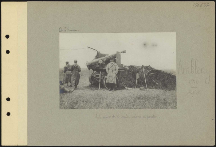 Amblény (près). Autocanon de 75 contre avions en position