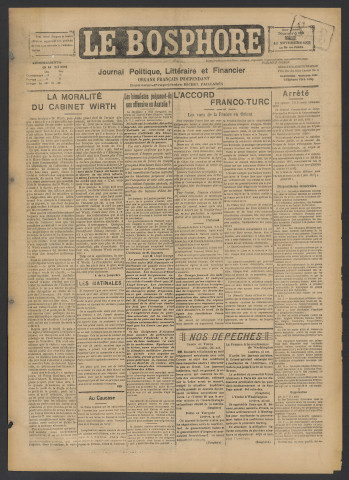 Novembre 1921 - Le Bosphore