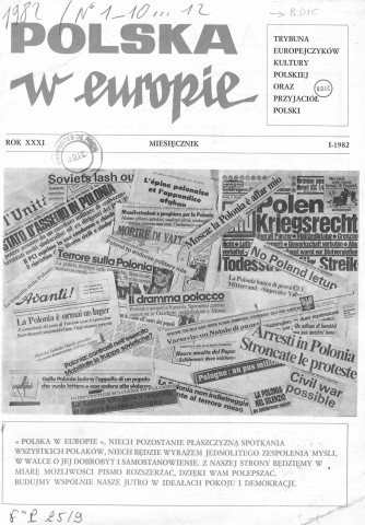 Polska w Europie (1982 ; n°1-12)  Sous-Titre : Trybuna Europejczykow kultury polskiej oraz przyjaciol Polski  Autre titre : La Pologne en Europe
