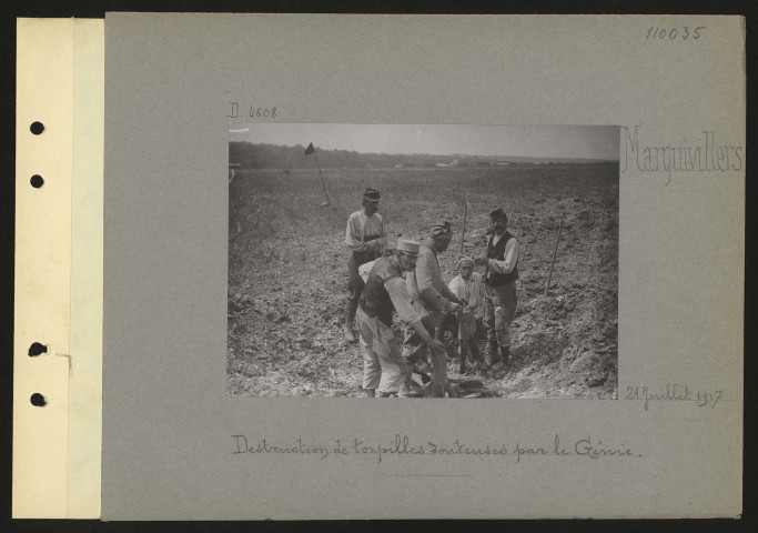 Marquivillers. Destruction de torpilles douteuses par le génie