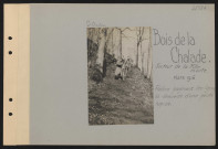 Bois de La Chalade, secteur de La Fille Morte. Relève gagnant les lignes, la descente d'une pente rapide