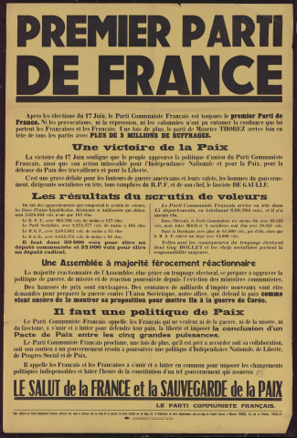 Premier parti de France : le salut de la France et la sauvegarde de la paix