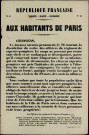 N°51. Aux Habitants de Paris Dissolution du cadre des officiers du régiment de sapeurs-pompiers