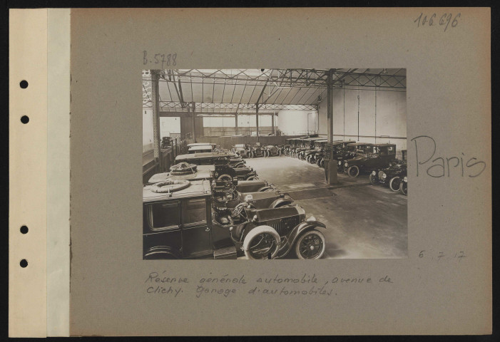 Paris. Réserve générale automobile. Avenue de Clichy, garage d'automobiles