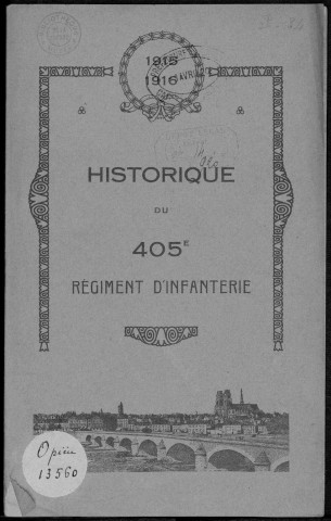 Historique du 405ème régiment d'infanterie