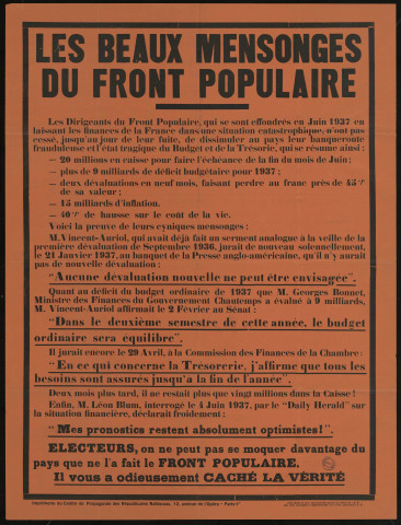 Les beaux mensonges du Parti politique : Front populaire