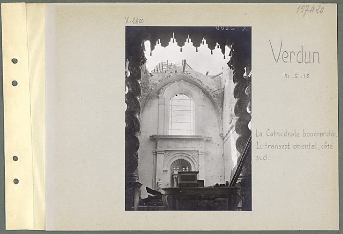 Verdun. La cathédrale bombardée. Le transept oriental, côté sud