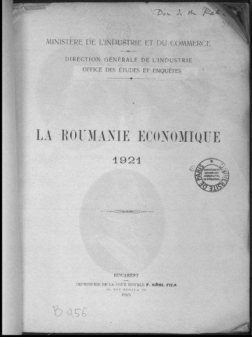 La Roumanie économique 1921