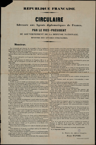 Circulaire adressée aux agents diplomatiques de France…