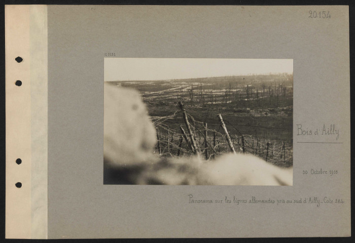 Bois d'Ailly. Panorama sur les lignes allemandes pris au sud d'Ailly. Cote 284