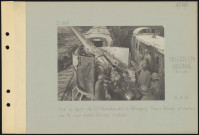 Villers-en-Argonne (nord-ouest de). Sur la ligne de Sainte-Menehould è Revigny. Train blindé et canon de 16 sur plate-forme mobile