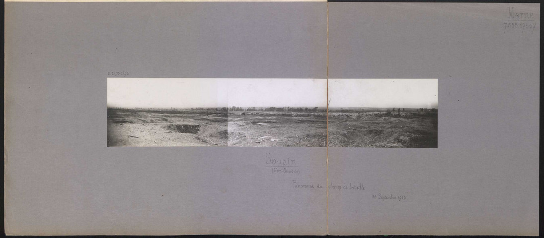Souain (Nord-ouest de) (Marne). Panorama du champ de bataille