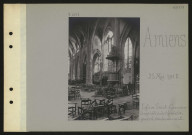 Amiens. Église Saint-Germain : la nef, côté sud, et la chaire, après le bombardement