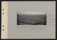 Le Mont-Renaud. Organisations défensives allemandes sur les pentes sud-ouest et alentours [vue prise du haut du château vers Chiry-Ourscamp]