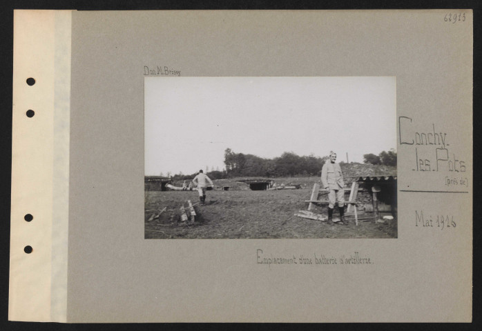 Conchy-les-Pots (près de). Emplacement d'une batterie d'artillerie