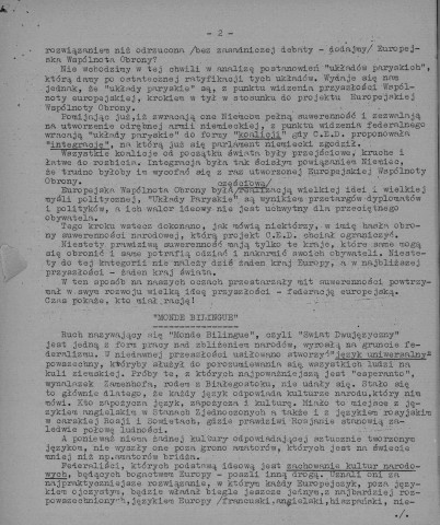 Wiadomosci Zwiazku Polskich Federalistow (1955 ; n°1-4)  Sous-Titre : Biuletyn wewnetrzny Okregu Kontynentalnego  Autre titre : Informations de l'Union des Fédéralistes Polonais