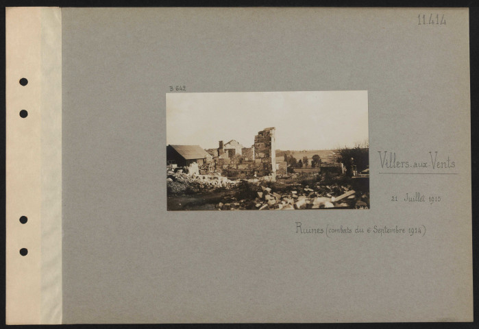 Villers-aux-Vents. Ruines (combats du 6 septembre 1914)