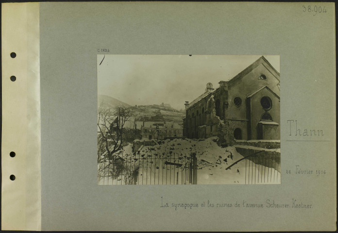 Thann. La synagogue et les ruines de l'avenue Scheurer-Kestner