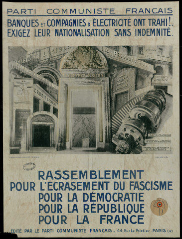 Banques et compagnies d'électricité ont trahi ! Exigez leur nationalisation sans indemnité : rassemblement pour l'écrasement du fascisme