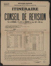 Itinéraire du Conseil de révision & des classes 1887 à 1909